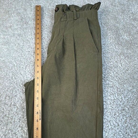 Anthropologie Avec Les Filles Paperbag Ankle Pants Olive Green NO BELT - Picture 8 of 8